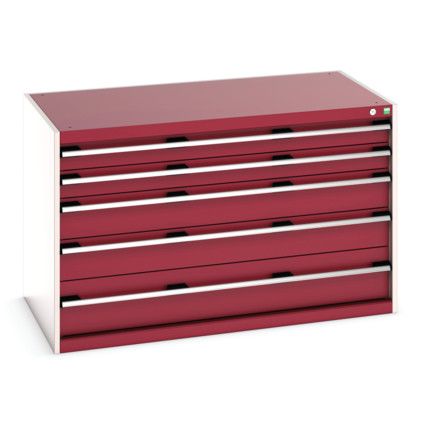 CUBIO CABINET 5 DRAWERS HD WxDxH:1300x750x800mm RED