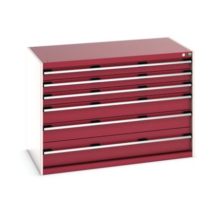 CUBIO CABINET 6 DRAWERS HD WxDxH:1300x750x900mm RED