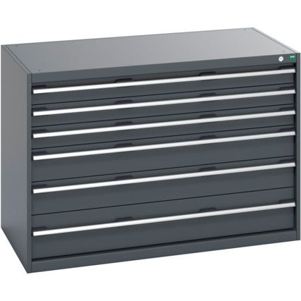 CUBIO CABINET 6 DRAWERS HD WxDxH:1300x750x900mm ALL DARK GREY