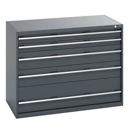 CUBIO CABINET 5 DRAWERS HD WxDxH:1300x750x1000mm ALL DARK GREY