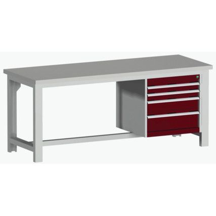 CUBIO FW BENCH LINO 4 CABINET WxDxH: 2000x750x840mm RED