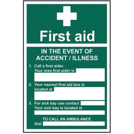 FIRST AID IN THE EVENT OF ANACCIDENT - RPVC (200 X 300MM)