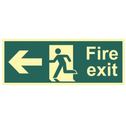 FIRE EXIT (MAN ARROW LEFT)-PHOTOLUM. (400 X 150MM)