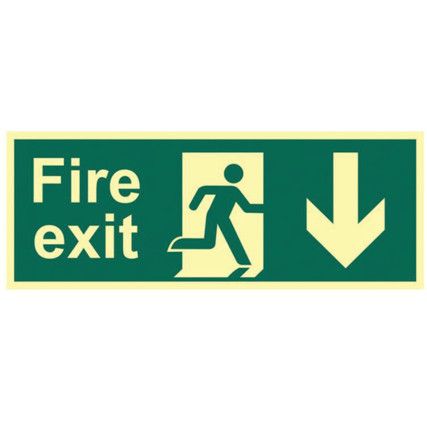 FIRE EXIT (MAN ARROW DOWN) -PHS(400 X 150MM)