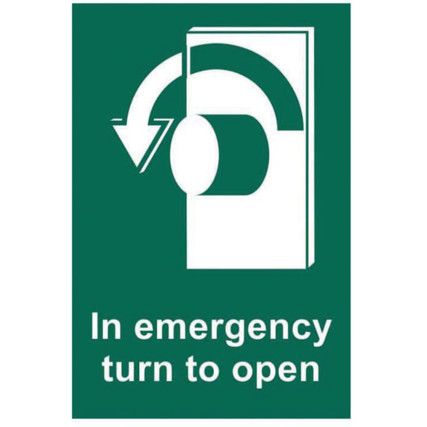 IN EMERGENCY TURN TO OPEN (LEFT)-RPVC (100 X 150MM)