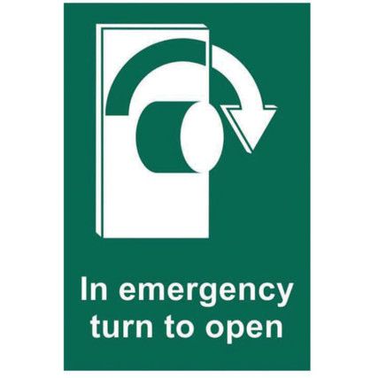 IN EMERGENCY TURN TO OPEN (RIGHT)- RPVC (100 X 150MM)