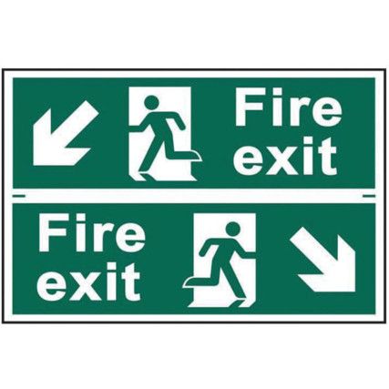 FIREEXIT MANRUNNING ARROW DIAGONALLY DOWNLEFT/RIGHT-PVC(300X200MM)