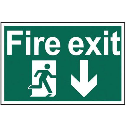 FIRE EXIT ARROW DOWN - RPVC (300X200MM)