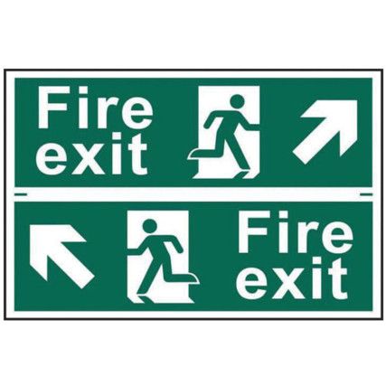 FIRE EXIT MAN RUNNING ARROW DIAGONALLY UPLEFT/RIGHT-PVC(300X200MM)