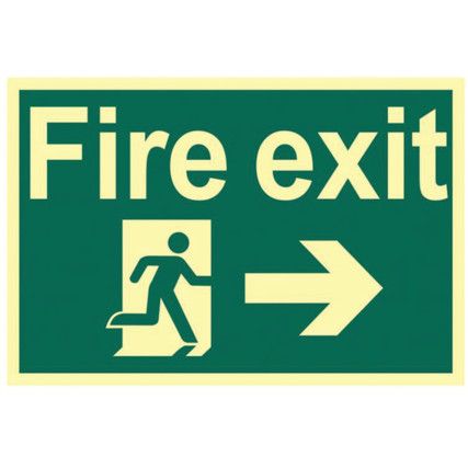 FIRE EXIT RUNNING MAN ARROW RIGHT- PHS (300 X 200MM)