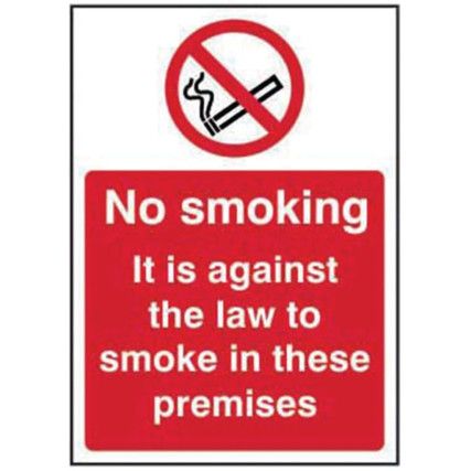 NO SMOKING IT IS AGAINST LAW TO SMOKE IN PREMISES-RPVC(148X210MM)