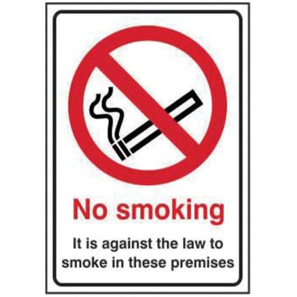 NO SMOKING IT IS AGAINST LAW TO SMOKE IN PREMISES-RPVC(148X210MM)