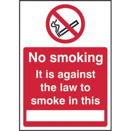 NOSMOKING IT IS AGAINST LAW TO SMOKE IN THIS ______-SAV(148X210MM)