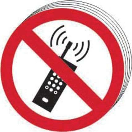 NO MOBILE PHONES SYMBOL -SAV(100MM DIA.) (PK-10)