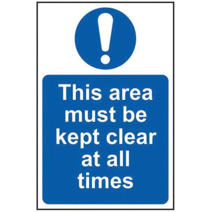 THIS AREA MUST BE KEPT CLEAR ATALL TIMES - RPVC (200 X 300MM)