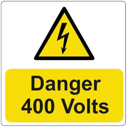 DANGER 400 VOLTS - 100 ROLL SAV(75 X 75MM)