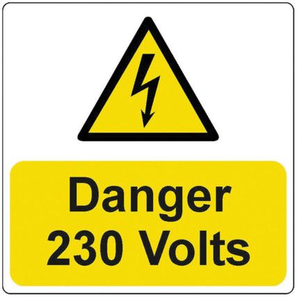 DANGER 230 VOLTS - PK-5 PVC(75 X75MM)