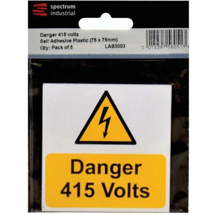 DANGER 415 VOLTS - PK-5 PVC(75 X75MM)