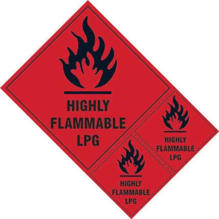 HIGHLY FLAMMABLE LPG LABELS -SAV(200 X 300MM) (PK-3)