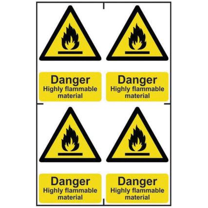 DANGER HIGHLY FLAMMABLE MATERIAL- PVC (200 X 300MM)