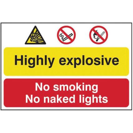 HIGHLY EXPLOSIVE NO SMOKING ORNAK ED LIGHTS - PVC (600 X 400MM)