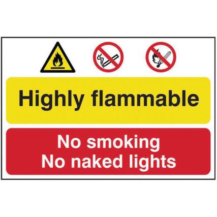 HIGHLY FLAMMABLE / NO SMOKING ORNAKED LIGHTS - PVC (600 X 400MM)