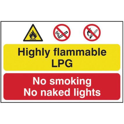 HIGHLY FLAMMABLE LPG NO SMOKING OR NAKED LIGHTS - PVC (600X400MM)