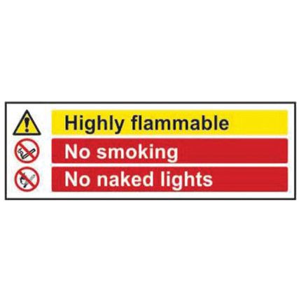 HIGHLY FLAMMABLE NO SMOKING NONAK ED LIGHTS - SAV (300 X 100MM)