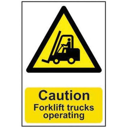 CAUTION FORKLIFT TRUCKS OPERATING- PVC (200 X 300MM)