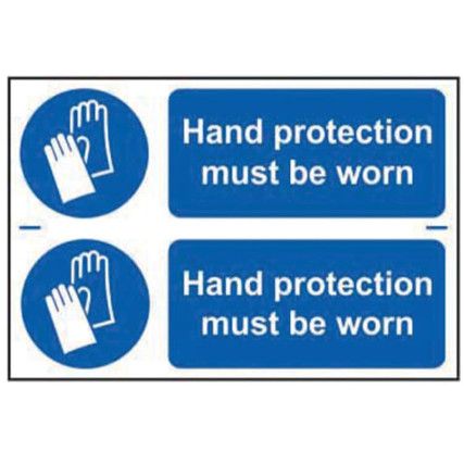 HAND PROTECTION MUST BE WORN -PVC(300 X 200MM)