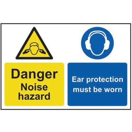 CAUTION NOISE HAZARD EAR PROTECTION MUST BE WORN - PVC (200X300MM)