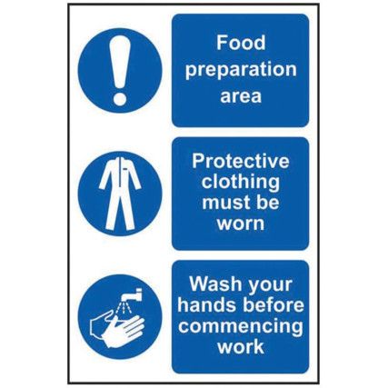 FOOD PRODUCTION AREA / PROTECTIVE CLOTHING MUST BE-RPVC(200X300MM)