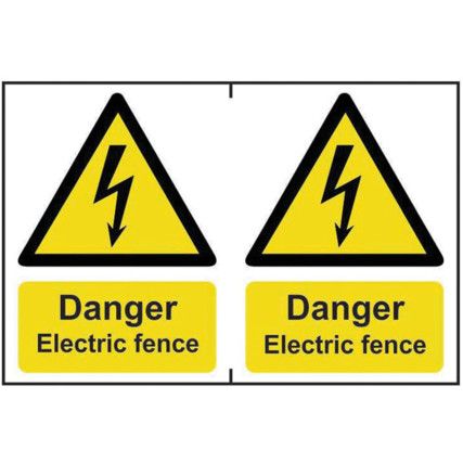 DANGER ELECTRIC FENCE - PVC (300X200MM)