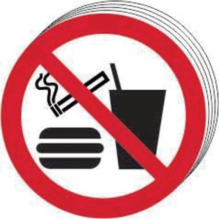 NO EATING NO DINKING NO SMOKING -SAV (100MM DIA.) (PK-10)