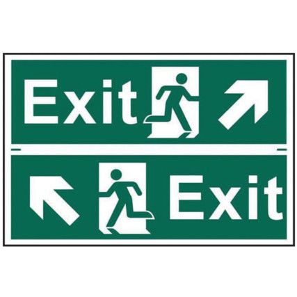 EXIT MAN RUNNING ARROW DIAGONALLY UP LEFT/RIGHT - PVC (300X200MM)