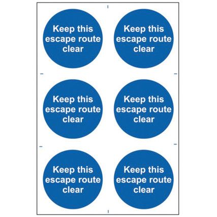 KEEP THIS ESCAPE ROUTE CLEAR -PVC(200 X 300MM)