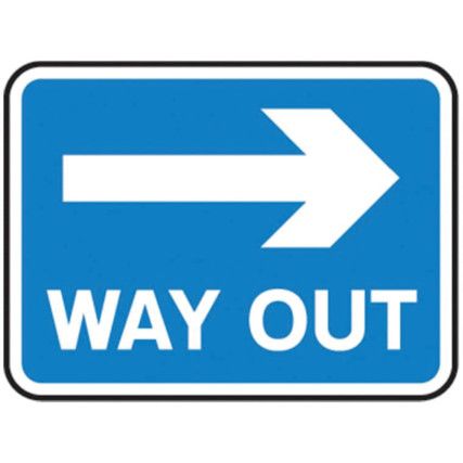 600 X 450MM DIBOND 'WAY OUT RIGHT ARROW' ROAD SIGN (WITH CHANNEL)