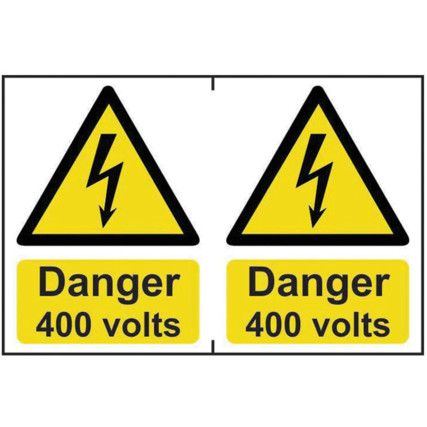 DANGER 400 VOLTS - PVC (300X200MM)