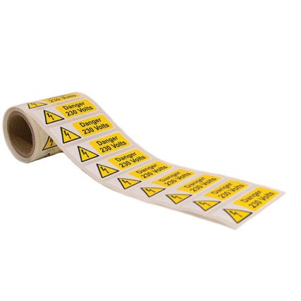 DANGER 230 VOLTS - 250 ROLL SAV(75 X 25MM)