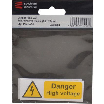 DANGER HIGH VOLTAGE - PK-5PVC (75X 25MM)