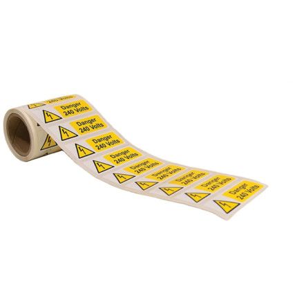 DANGER 240 VOLTS - 250 ROLL SAV(75 X 25MM)