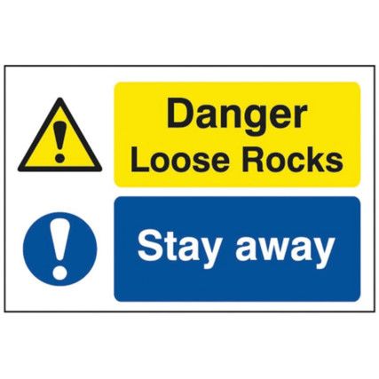 QUARRY SIGN: DANGER LOOSE ROCKS /STAY AWAY - FMX (600 X 400MM)