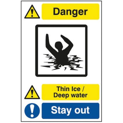 QUARRY SIGN: THIN ICE DEEP WATER/ STAY OUT - FMX (400 X 600MM)