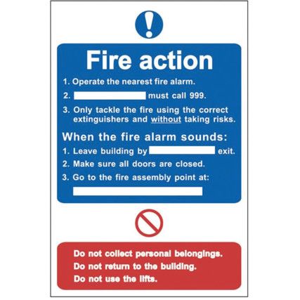 FIRE ACTION PROCEDURE - PVC (200X300MM)