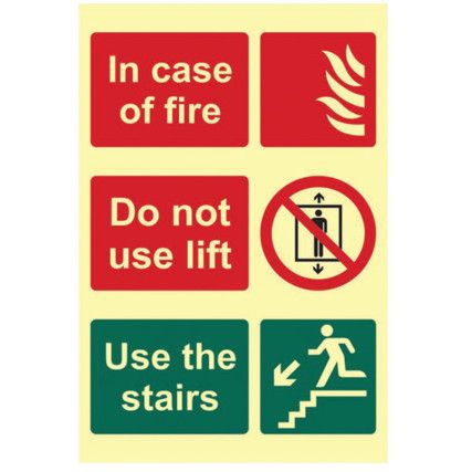 IN CASE OF FIRE DO NOT USE LIFT USE THE STAIRS - PHS (200 X 300MM)