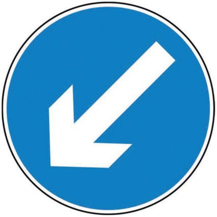 600MM DIA. DIBOND 'DOWN/LEFT ARROW' ROAD SIGN (WITHOUT CHANNEL)