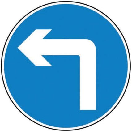 600MM DIA. DIBOND 'LEFT TURN'ROAD SIGN (WITH CHANNEL)