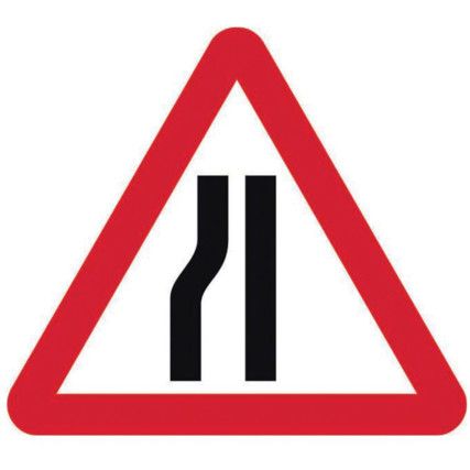 600MM TRI. DIBOND 'ROAD NARROWS LEFT' ROAD SIGN (WITHOUT  CHANNEL)