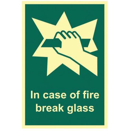 IN CASE OF FIRE BREAK GLASS -PHO(100 X 150MM)