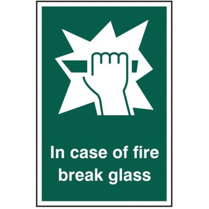 IN CASE OF FIRE BREAK GLASS -SAV(100 X 150MM)